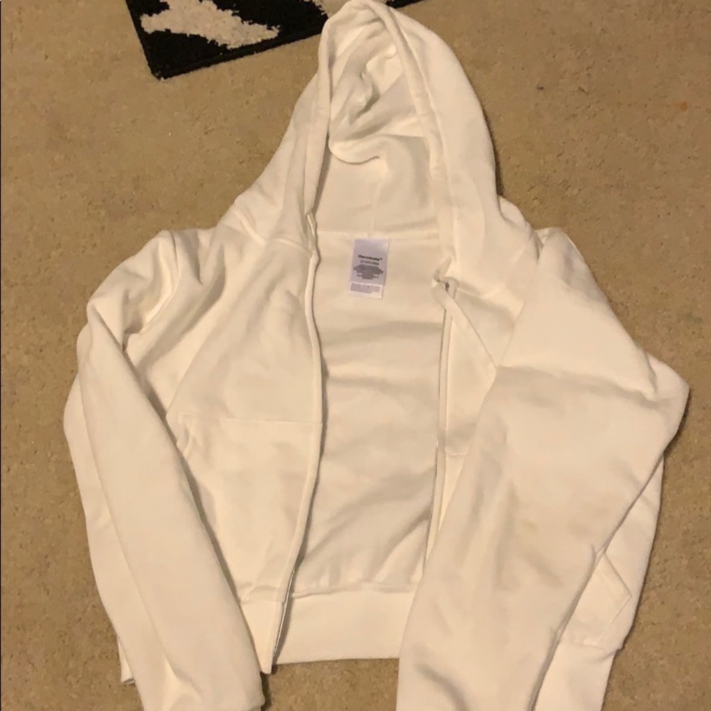 Cropped white zip up